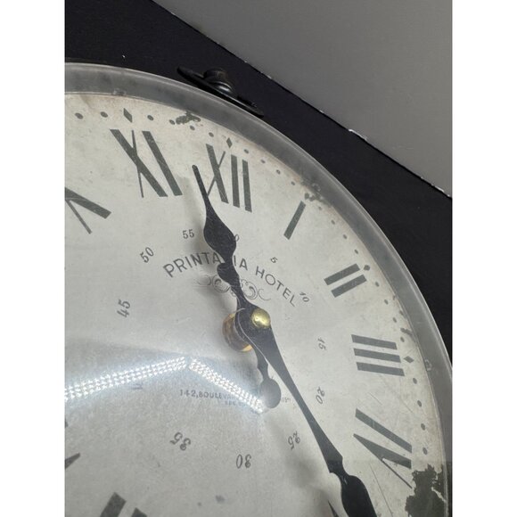 Printania Hotel Vintage-Style 1870 Black Metal Desk Clock With Roman Numerals De - Picture 8 of 8